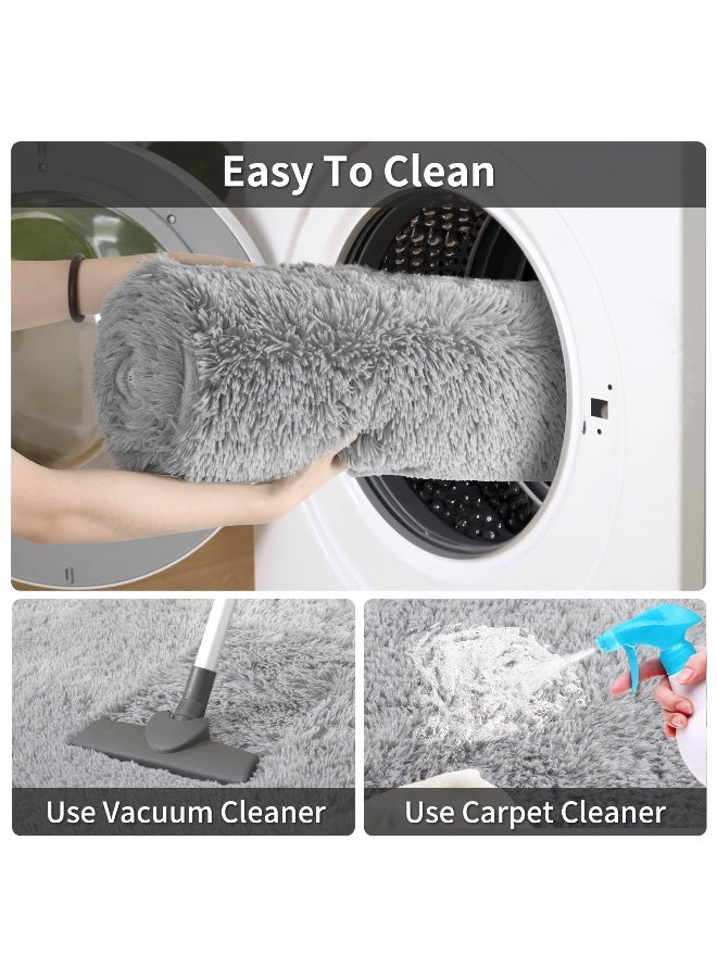 Merelax Soft Modern Indoor Large Shaggy Rug for Bedroom Livingroom Dorm Kids Room Home Decorative, Non-Slip Plush Fluffy Furry Fur Area Rugs Comfy Nursery Accent Floor Carpet 5 X 8 Feet, Grey - Image 5